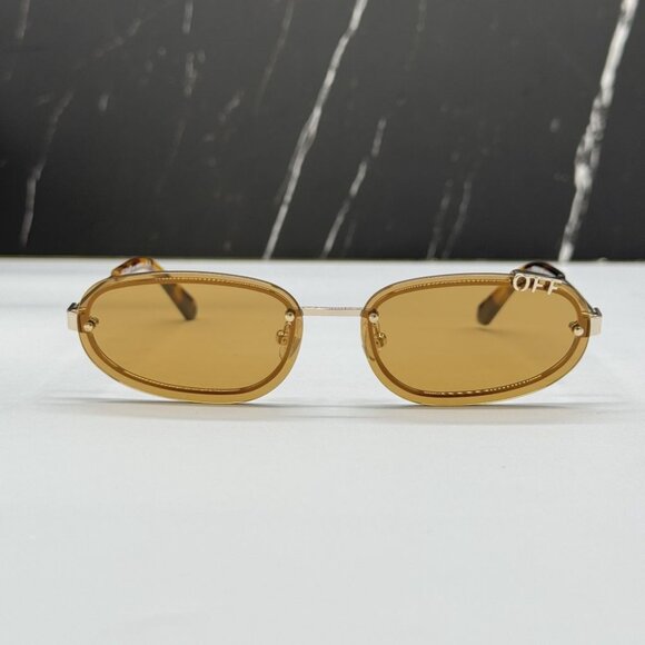 NEW OFF-WHITE OERI13M MIAMI 7662 SUNGLASSES UNISEX OVAL HAVANA ORANGE EYEWEAR - Picture 1 of 10